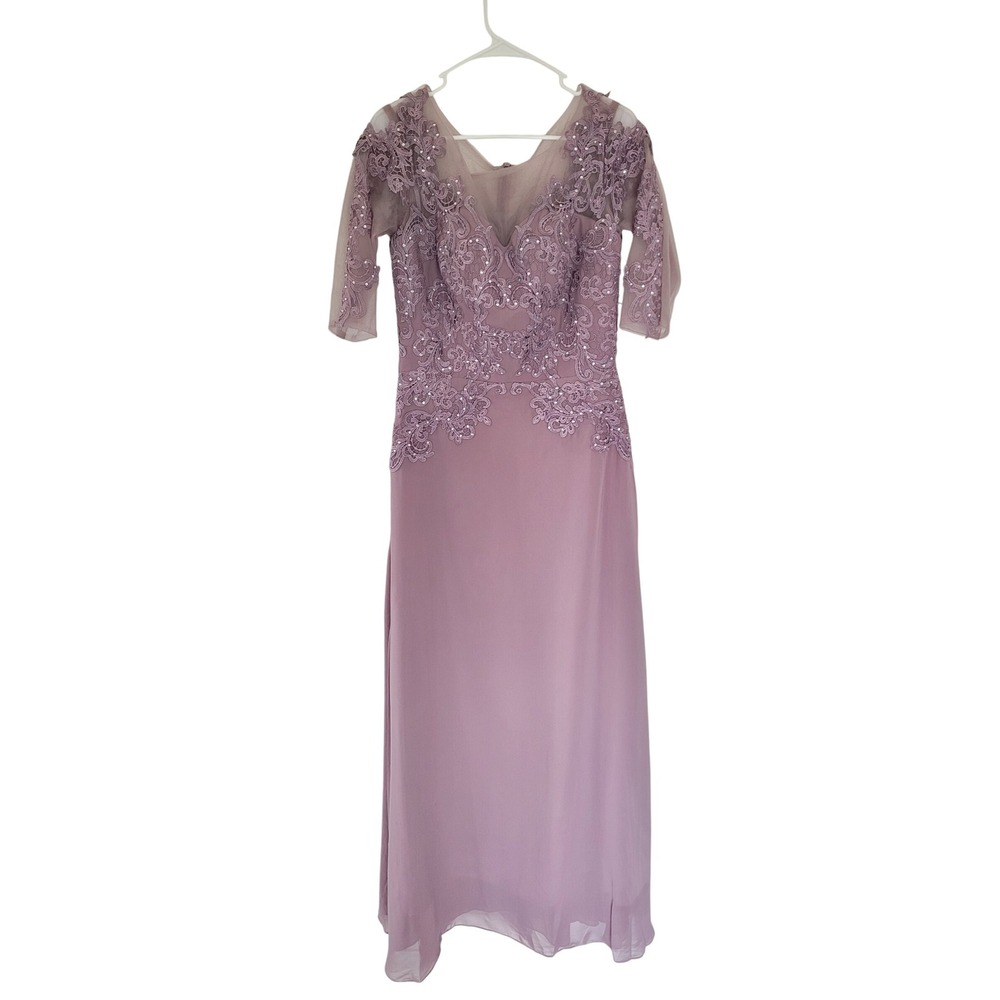 Jaeden Lilac Formal Dress Lace Embellished Gown Elegant Purple Women's 12 #7
